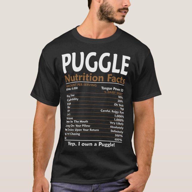 Puggle Nutrition Facts T-Shirt (Front)