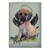 Puggle perfect angel card on green (Front)