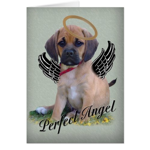 Puggle perfect angel card on green