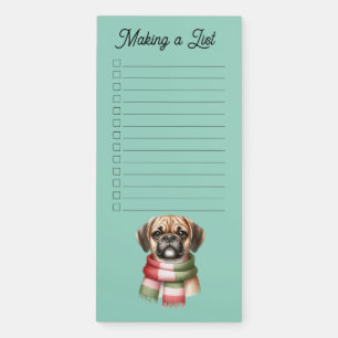Puggle Pug Beagle Watercolor Christmas Shopping Magnetic Notepad