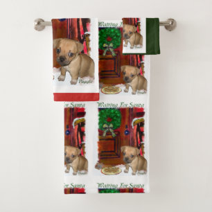 Puggle Puppy Christmas Bath Towel Set