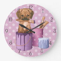 Puggle puppy in painting pot