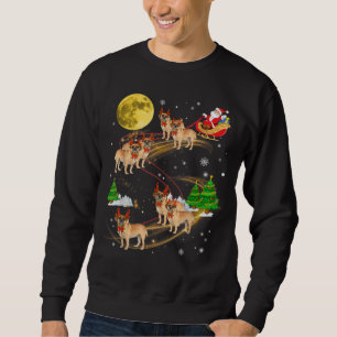 Puggle Reindeer Christmas Dog Riding Santa Xmas Sweatshirt