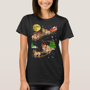 Puggle Reindeer Christmas Dog Riding Santa Xmas T-Shirt