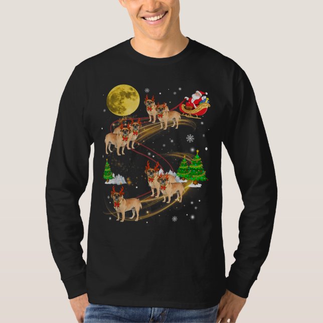 Puggle Reindeer Christmas Dog Riding Santa Xmas T-Shirt (Front)
