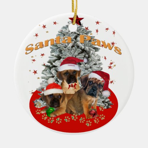Puggle Santa Paws Ornament