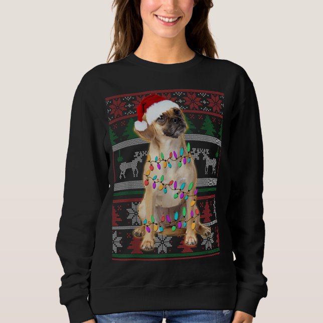 Puggle Ugly Sweater Christmas Dog Lights (Front)