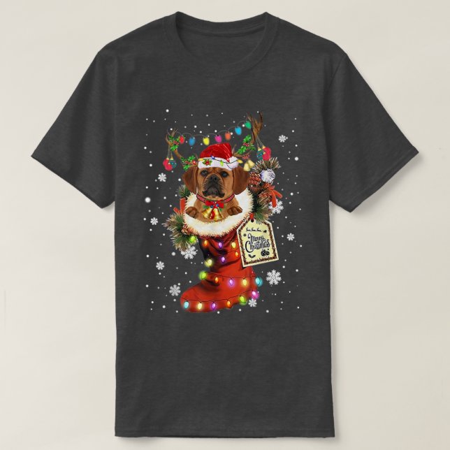 Puggle Xmas Boot Christmas Sock Winter Snow  T-Shirt (Design Front)