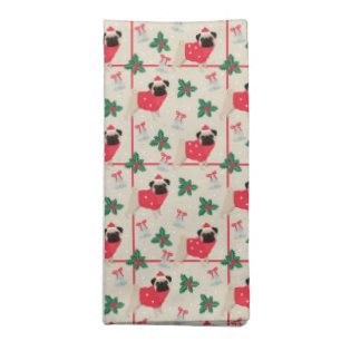 Puggy Christmas Cloth Napkins 