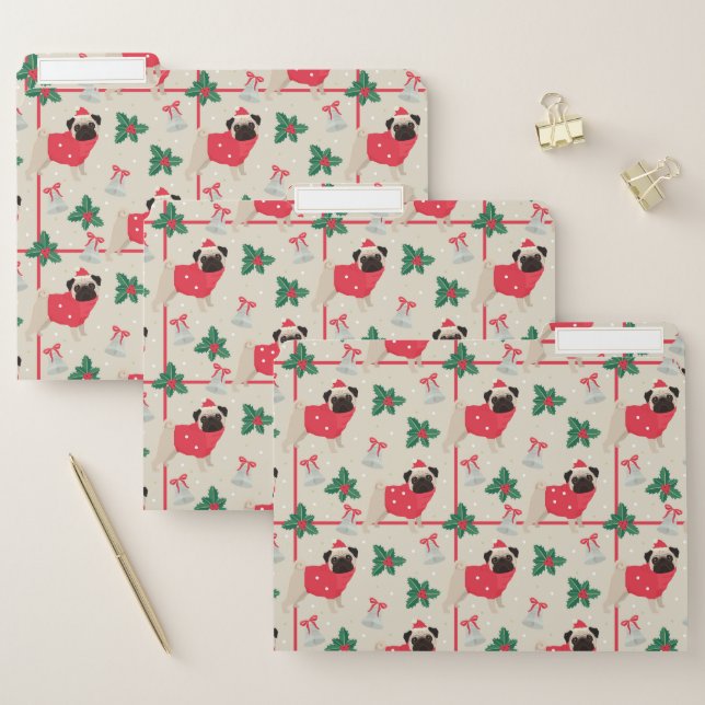Puggy Christmas File Folders (Set)