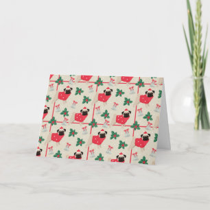Puggy Christmas Greeting Card (Blank)