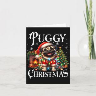 Puggy Christmas Pug Xmas Pug Santa Claus Pug Card
