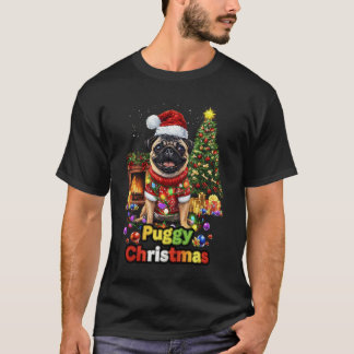 Puggy Christmas Pug Xmas Pug Santa Claus Pug Lover T-Shirt
