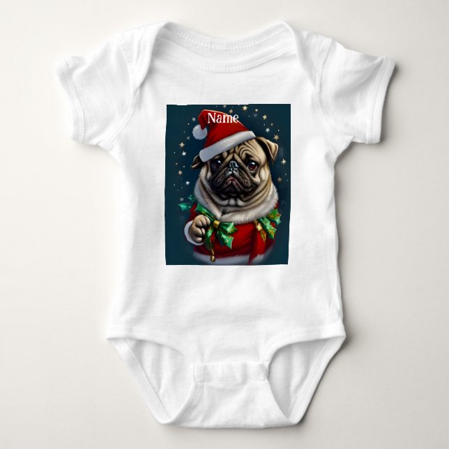 Puggy Claus Collection Baby Bodysuit (Front)