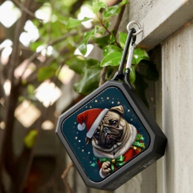 Puggy Claus Collection Bluetooth Speaker (Bluetooth speaker carabiner clip IPX6 waterproof rating range  33 ft(10 m).
)