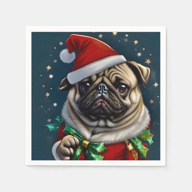 Puggy Claus Collection Napkins (Front)