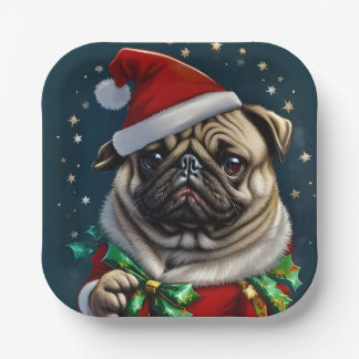 Puggy Claus Collection Paper Plates