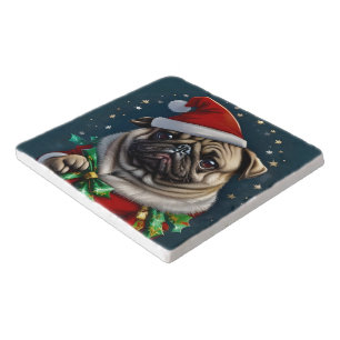 Puggy Claus Collection Trivet
