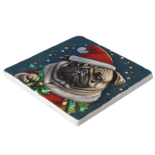 Puggy Claus Collection Trivet