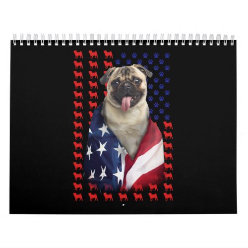 Puggy USA American Flag Calendar