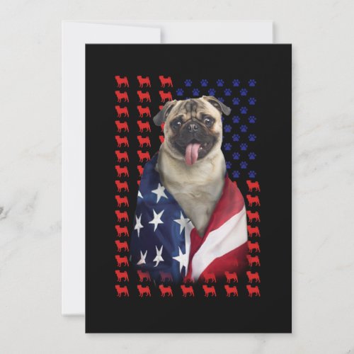Puggy USA American Flag Note Card