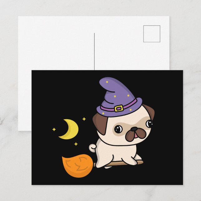 Puggy Witch Postcard (Front/Back)