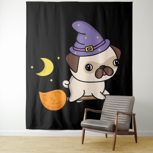 Puggy Witch Tapestry