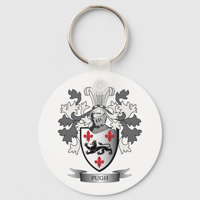 Pugh Family Crest Coat of Arms Keychain (Front)