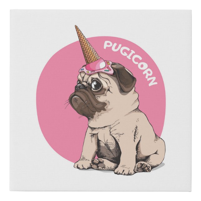 Pugicorn Faux Canvas Print (Front)
