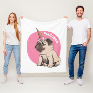Pugicorn Fleece Blanket