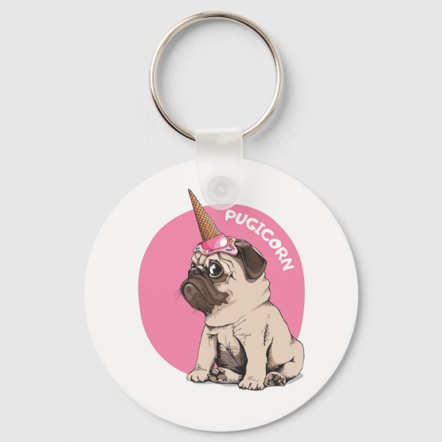 Pugicorn Keychain (Front)