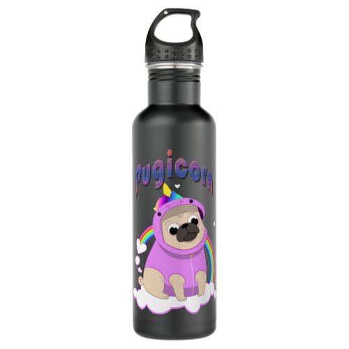 Pugicorn Pug Unicorn Funny Gift for boys girls men Stainless Steel Water Bottle