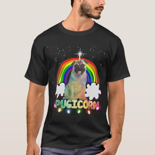 Pugicorn Pug Unicorn Girls Kids Space Galaxy Rainb T_Shirt