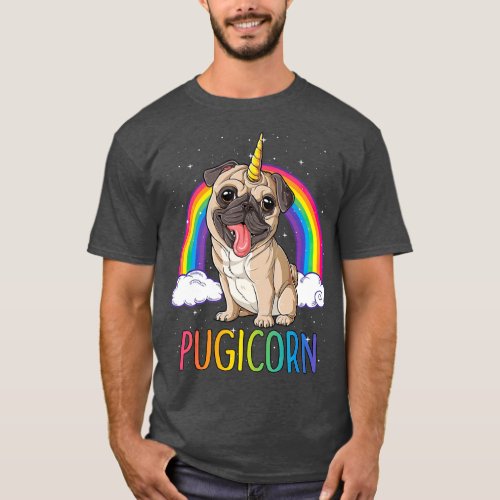 Pugicorn Pug Unicorn  Girls Kids Space Galaxy T_Shirt