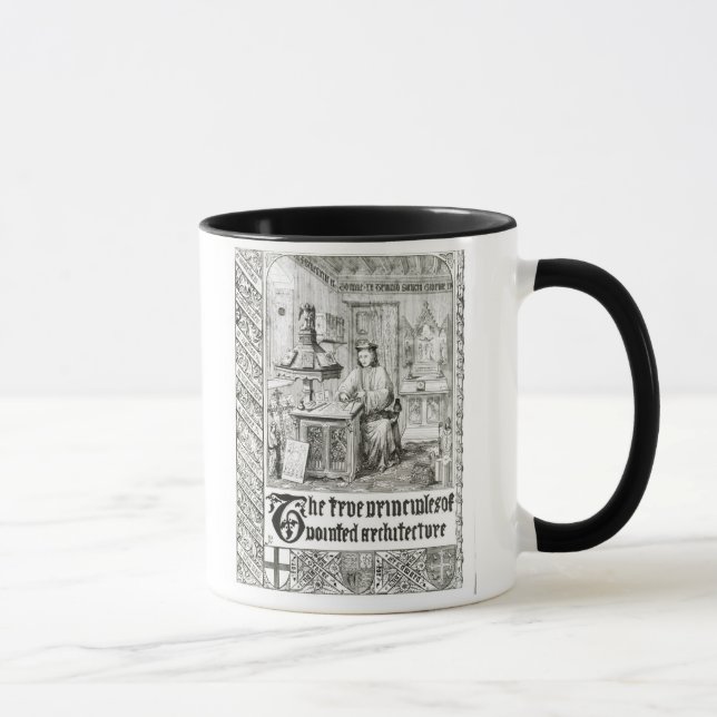 Pugin at work, frontispiece from 'True Principles Mug (Right)