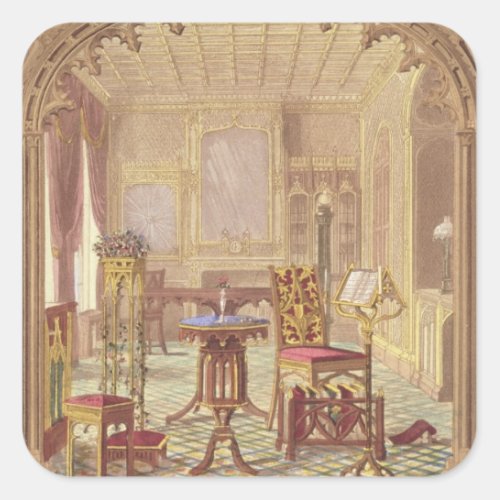 Pugins Gothic Furniture by Augustus Charles Pugi Square Sticker