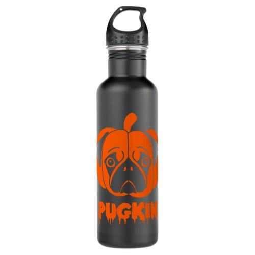 Pugkin Cute Funny Pug Halloween Costume Pumpkin Pu Stainless Steel Water Bottle