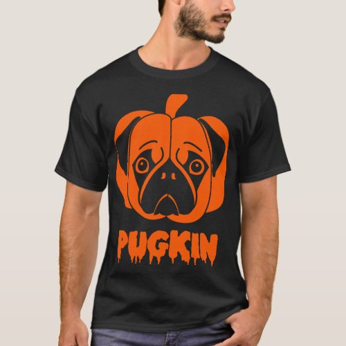 Pugkin Cute Funny Pug Halloween Costume Pumpkin Pu T_Shirt
