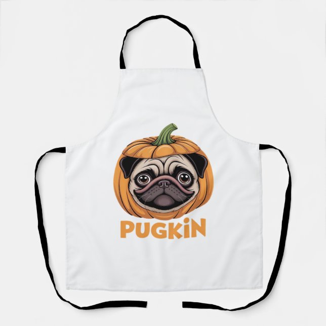 Pugkin Pug Halloween Happy Halloween Oversized T-S Apron (Front)