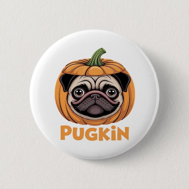 Pugkin Pug Halloween Happy Halloween Oversized T-S Button (Front)