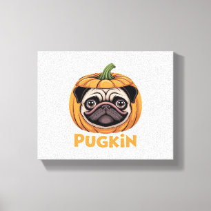 Pugkin Pug Halloween Happy Halloween Oversized T-S Canvas Print