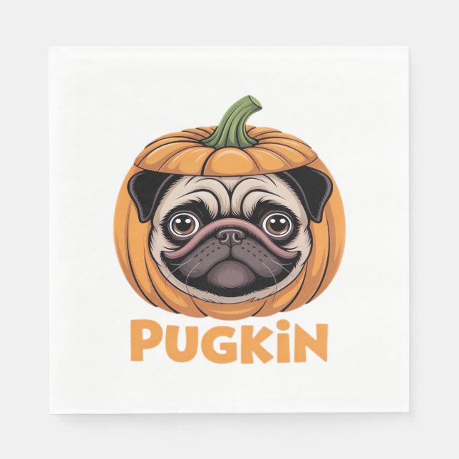 Pugkin Pug Halloween Happy Halloween Oversized T-S Napkins (Front)