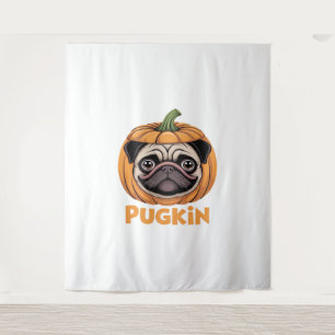 Pugkin Pug Halloween Happy Halloween Oversized T-S Tapestry