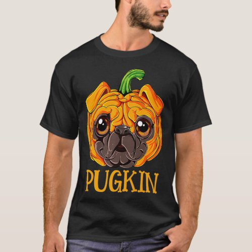 Pugkin Pug Pumpkin  Halloween Kids Boys T_Shirt