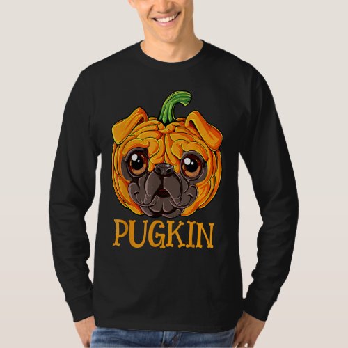 Pugkin Pug Pumpkin Halloween Thanksgiving Men Wome T_Shirt