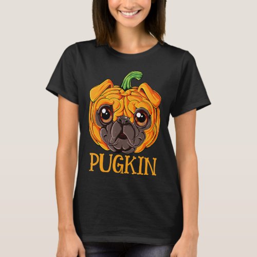 Pugkin Pug Pumpkin T shirt Halloween Kids Boys Tha