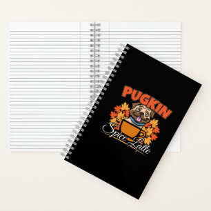 Pugkin Spice Latte - Pug Dog Pumpkin Pun Notebook