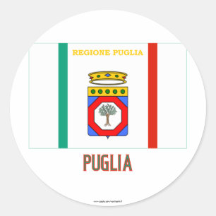 Puglia flag with name classic round sticker