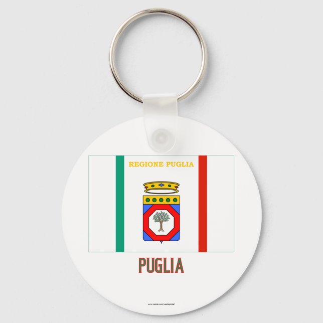 Puglia flag with name keychain (Front)