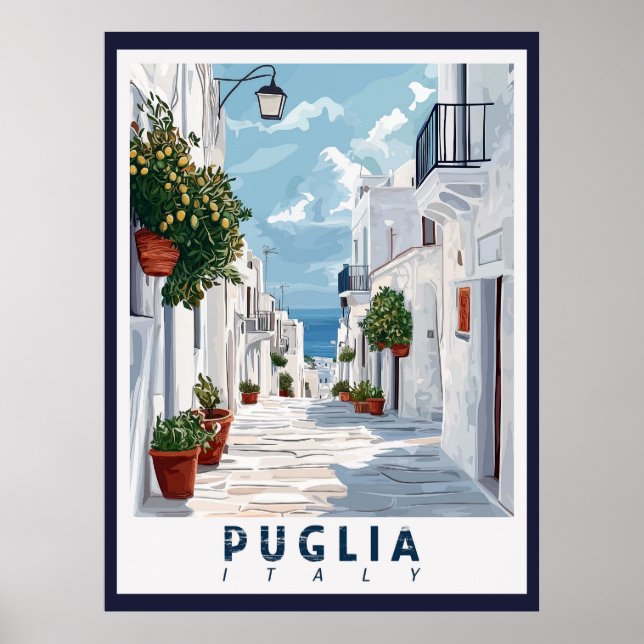 Puglia, Italy: A Retro Poster (Front)